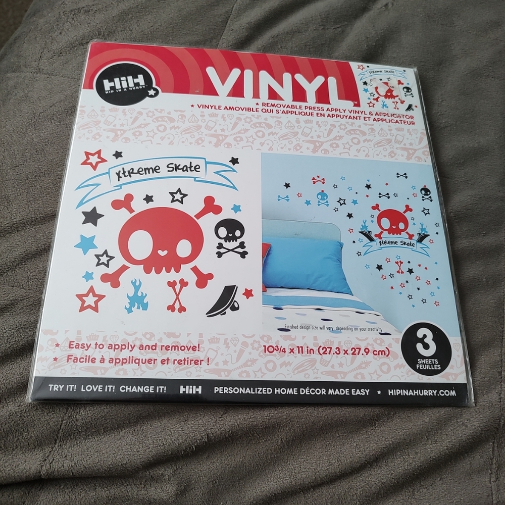 Xtreme Skate Vinyl Wall Art Decals 3 Sheet 10.75x11" home decor made easy sealed